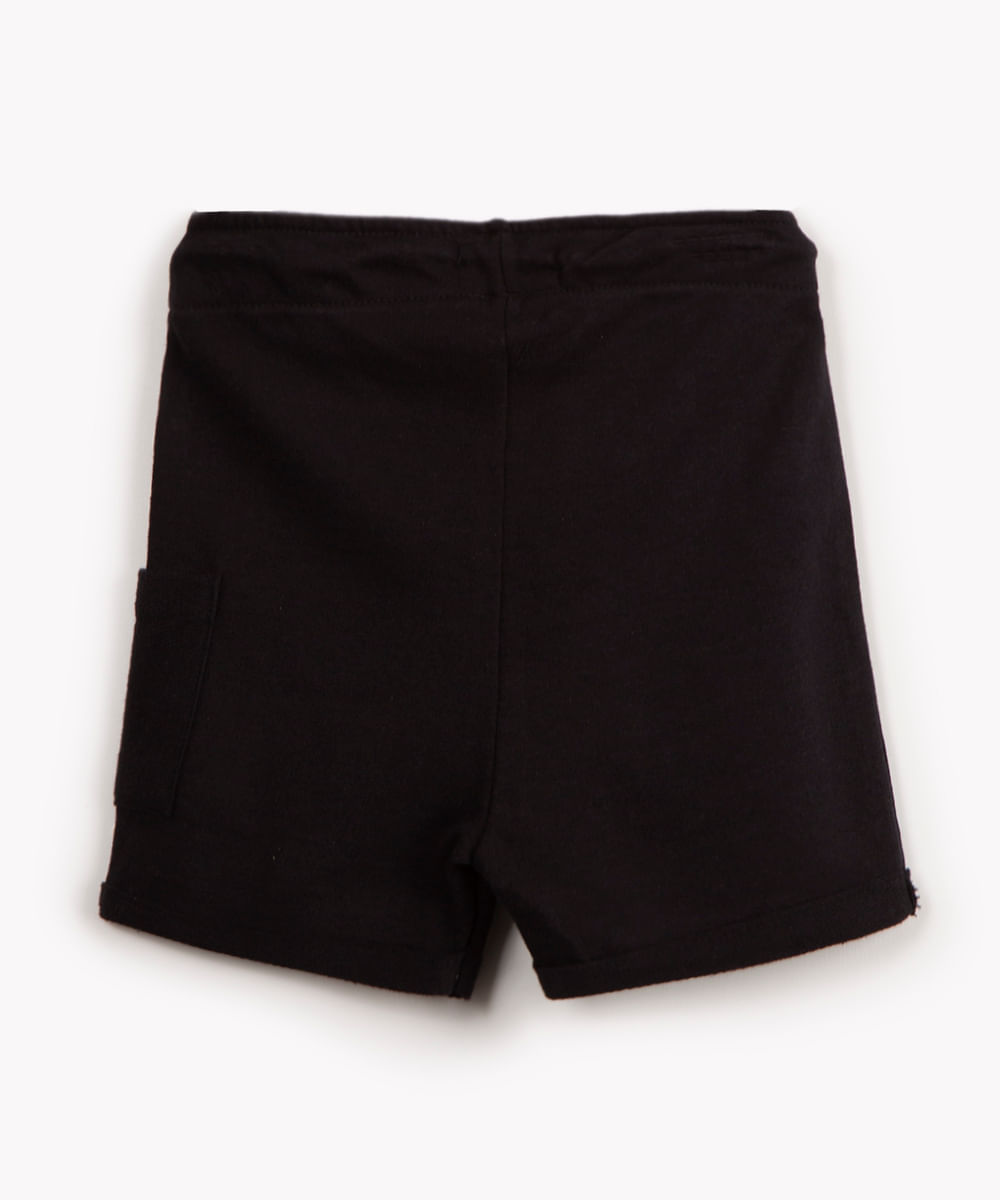 bermuda infantil de algodão com bolso - preto