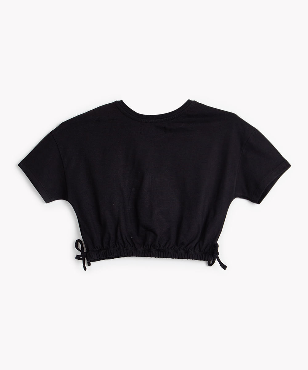 blusa infantil de algodão paetê dupla face preta