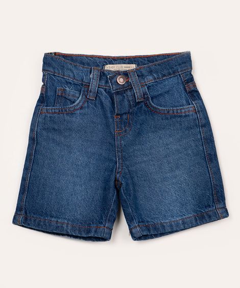 bermuda jeans infantil com bolso azul escuro azul