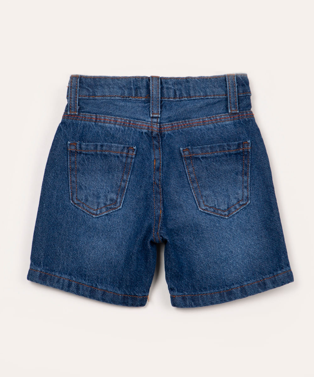 bermuda jeans infantil com bolso azul escuro azul