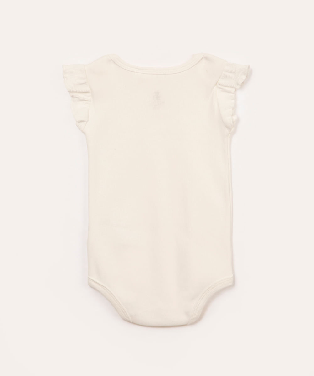 body de algodão infantil canelado com babado off white