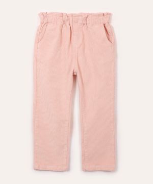 calça clochard de veludo cotelê infantil rosa