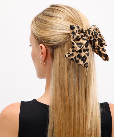 laço de cabelo animal print mindset bege