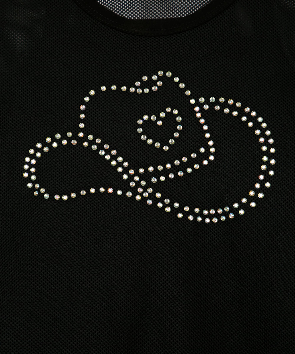 blusa de tule good vibes brilho manga curta preta