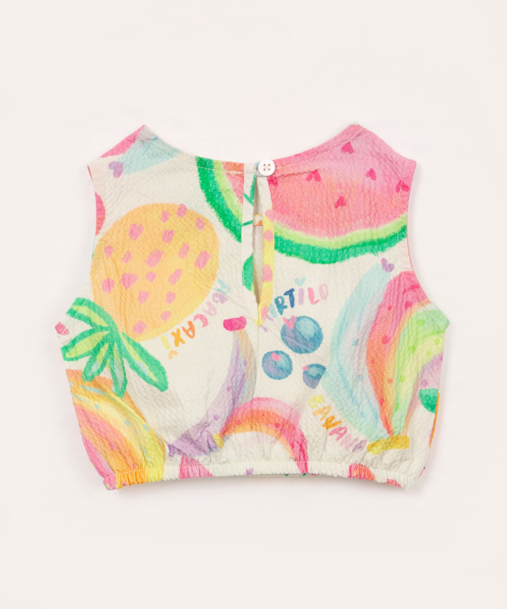 blusa de algodão infantil arco íris off white