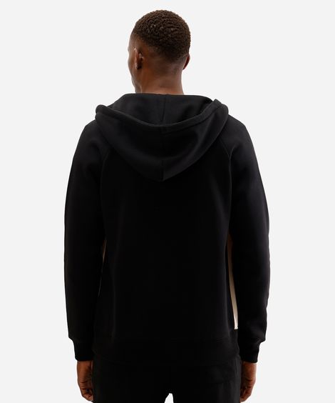 jaqueta masculina de moletom com capuz bicolor preta