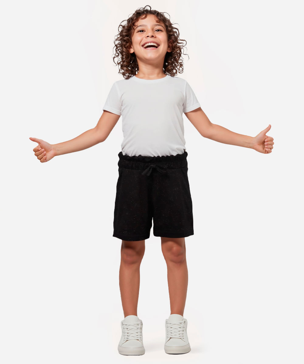 short infantil clochard glitter preto