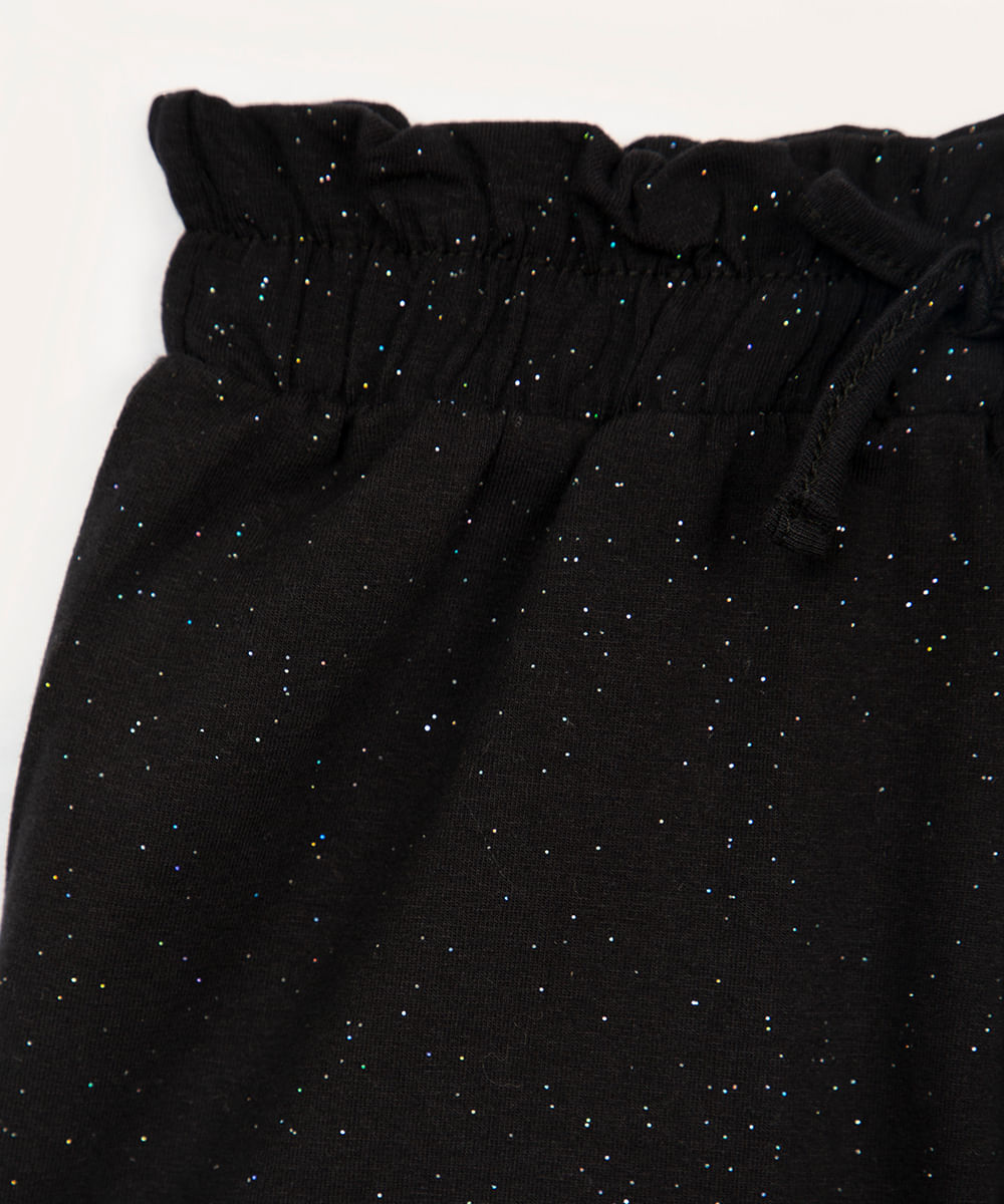 short infantil clochard glitter preto