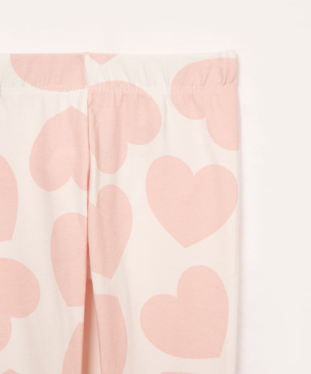 calça de legging de algodão infantil corações off white