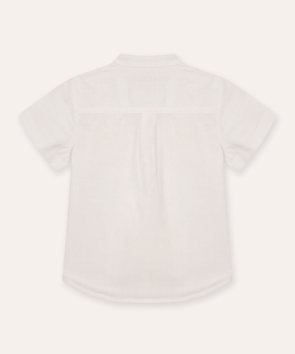 camisa infantil manga curta gola padre com bolso branca