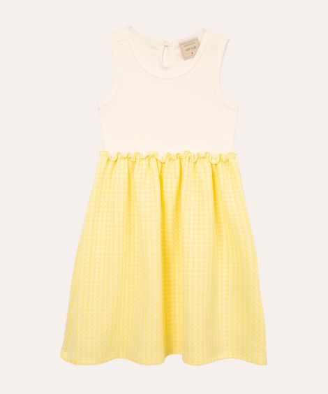 vestido infantil evasê texturizado off white