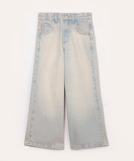 calça jeans infantil wide leg cintura alta azul