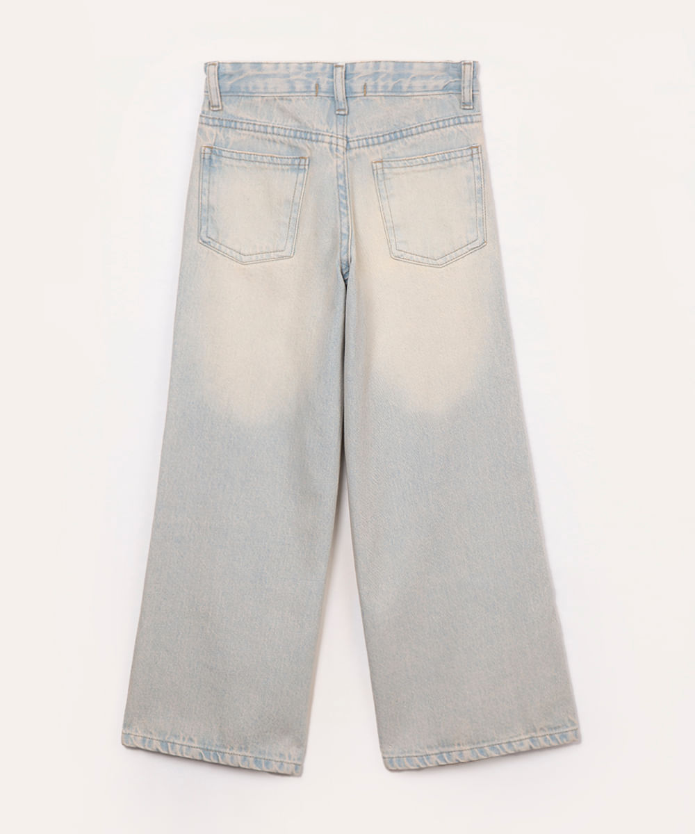 calça jeans infantil wide leg cintura alta azul