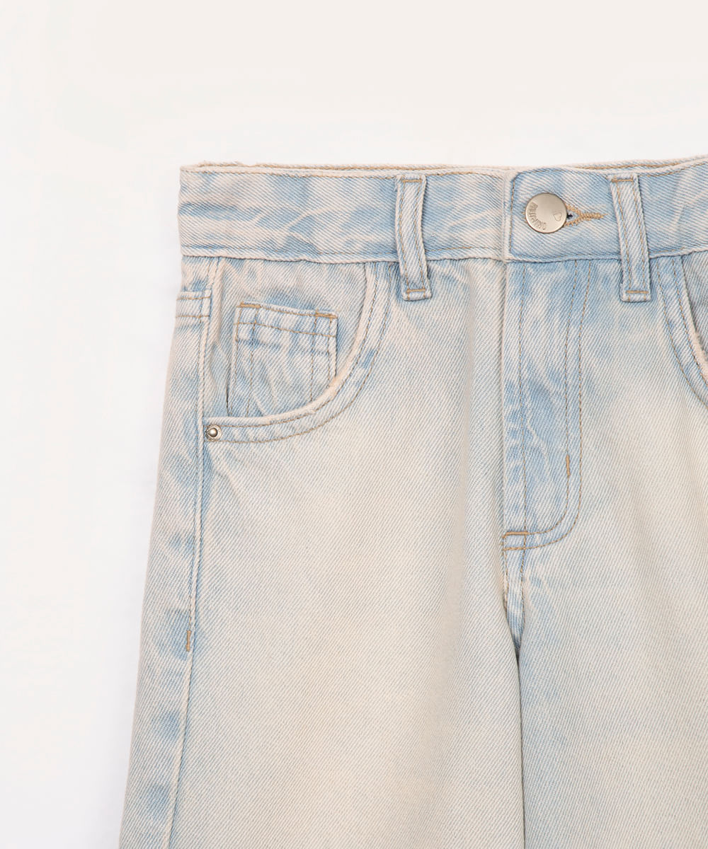 calça jeans infantil wide leg cintura alta azul