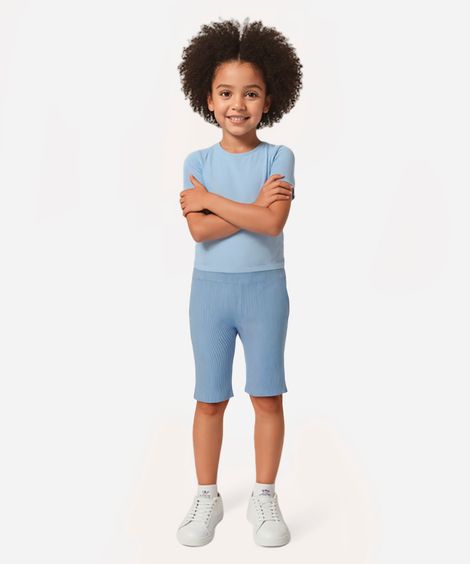 bermuda ciclista infantil canelada azul