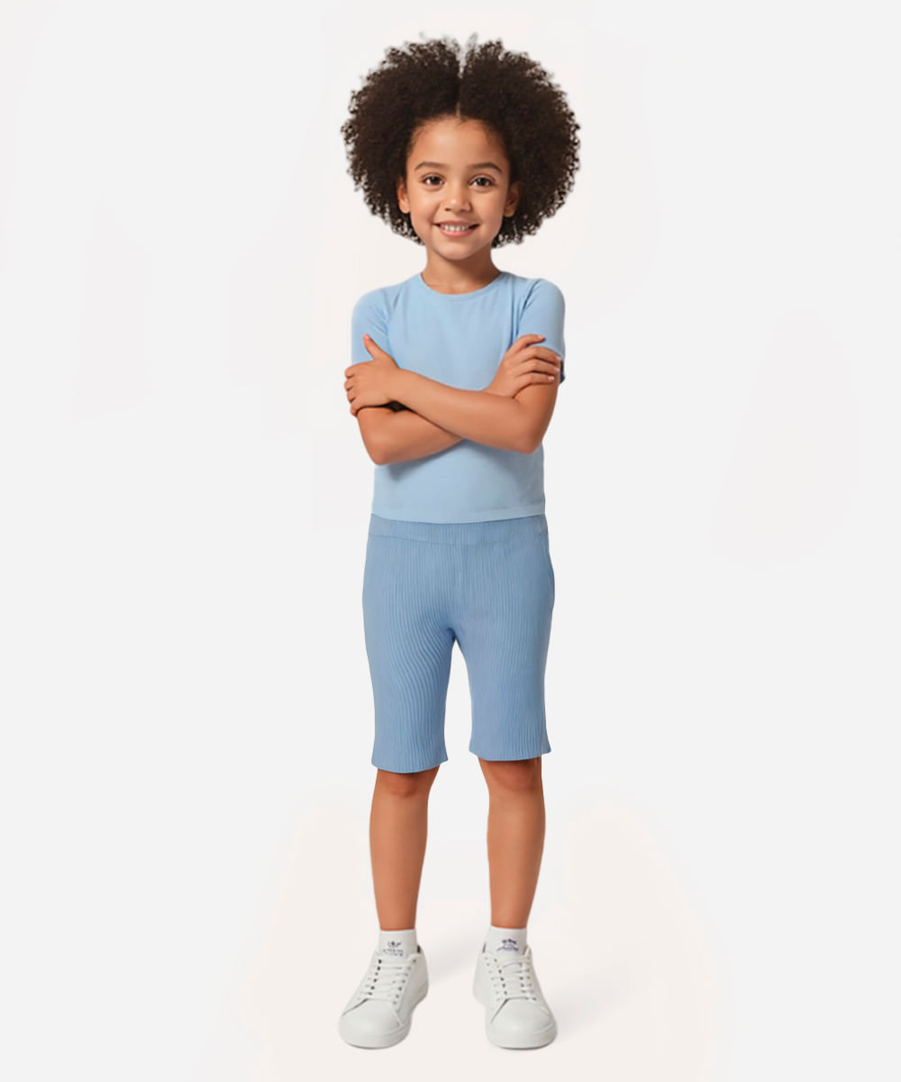 bermuda ciclista infantil canelada azul