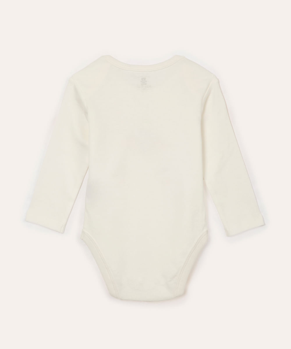 body de algodão infantil manga longa unicórnio off white