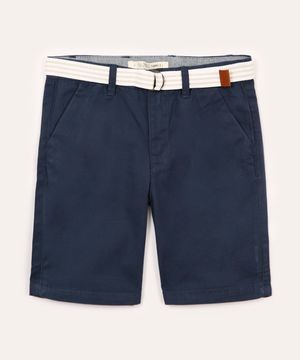bermuda de sarja infantil com cinto azul