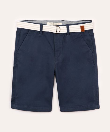 bermuda de sarja infantil com cinto azul