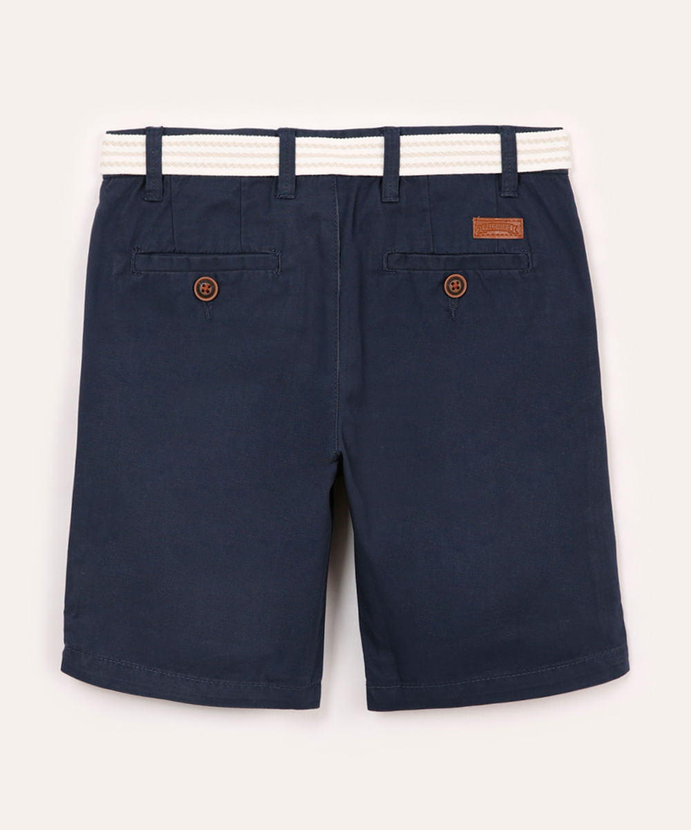 bermuda de sarja infantil com cinto azul