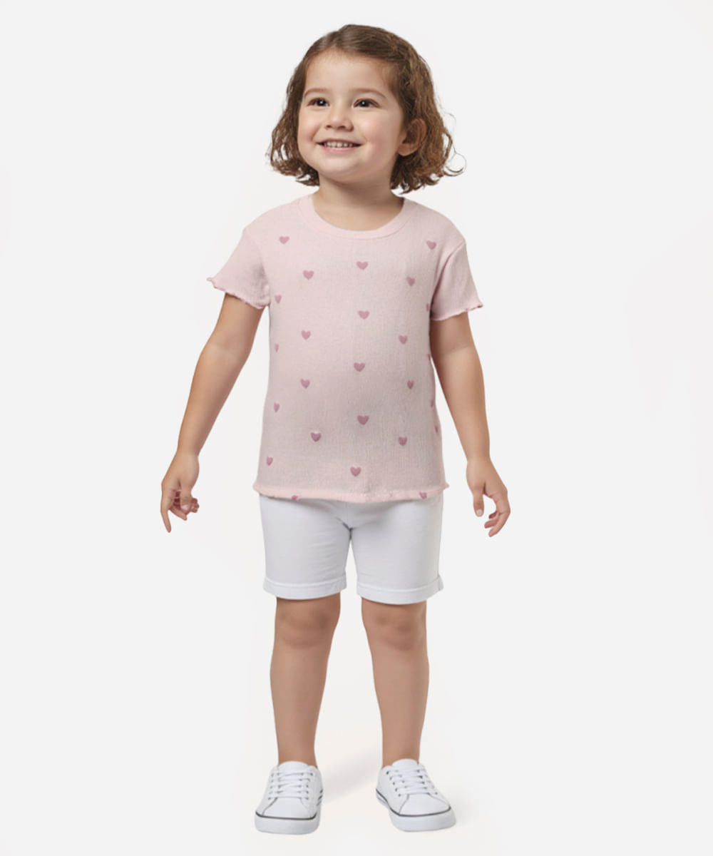 blusa de algodão infantil  rosa