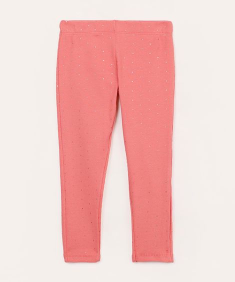 calça legging canelada infantil poá rosa