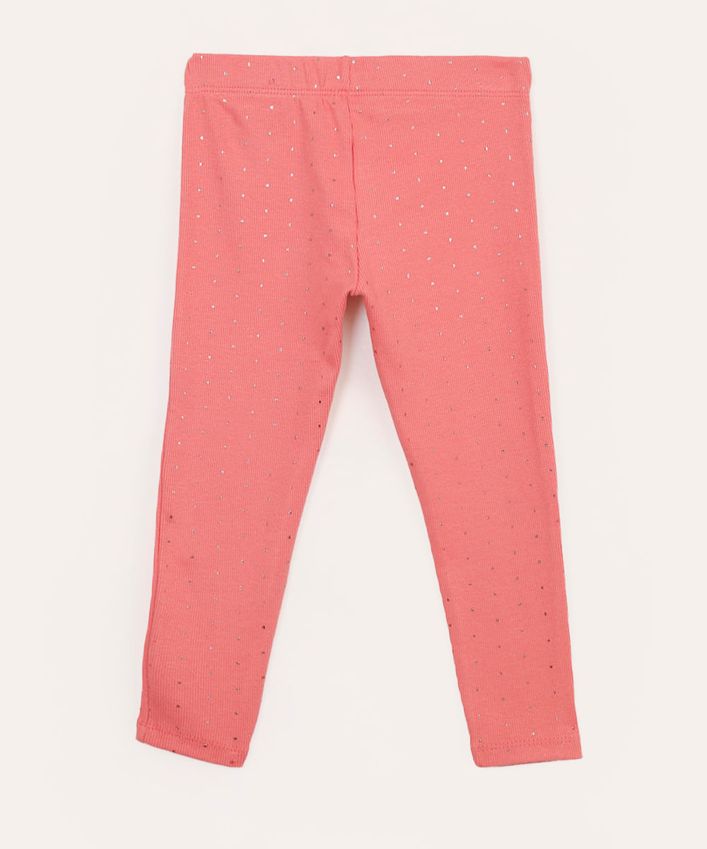 calça legging canelada infantil poá rosa