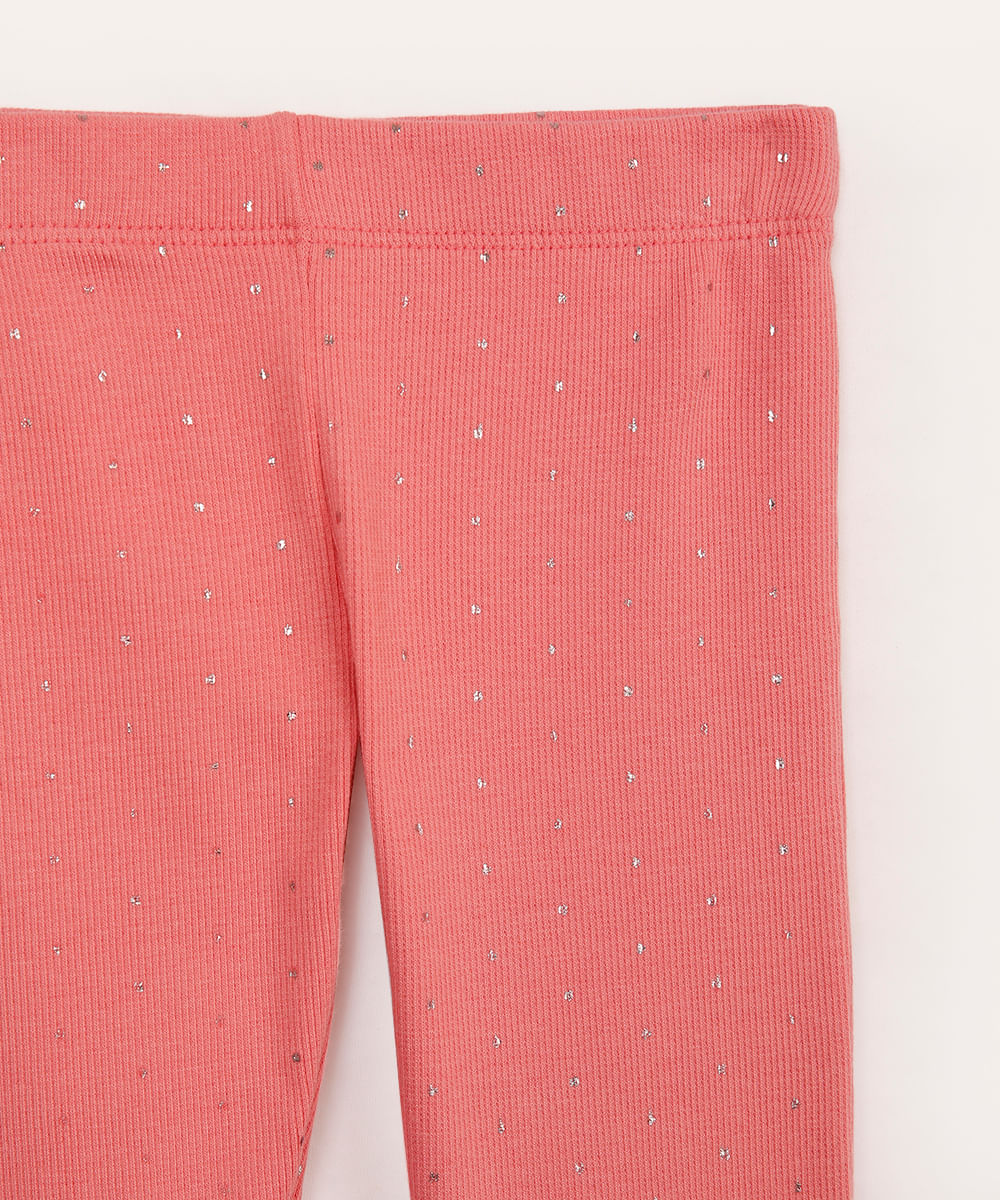 calça legging canelada infantil poá rosa