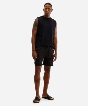 short de praia com bolsos preto