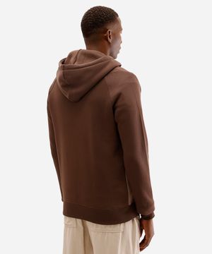 jaqueta masculina de moletom com capuz bicolor marrom