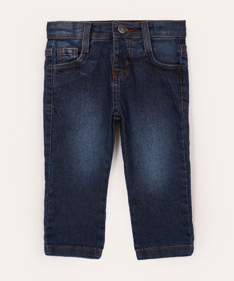 calça jeans slim infantil azul