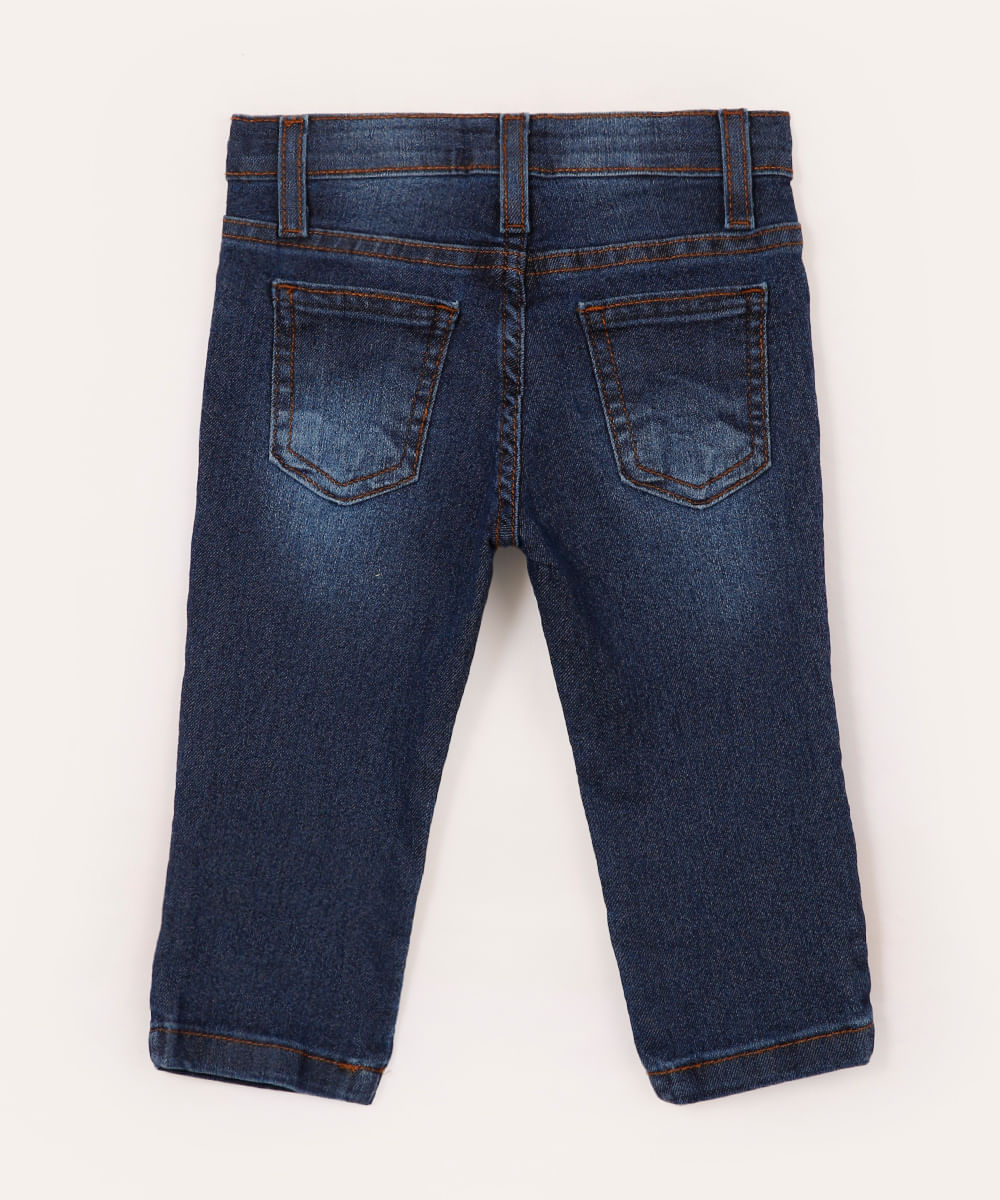 calça jeans slim infantil azul