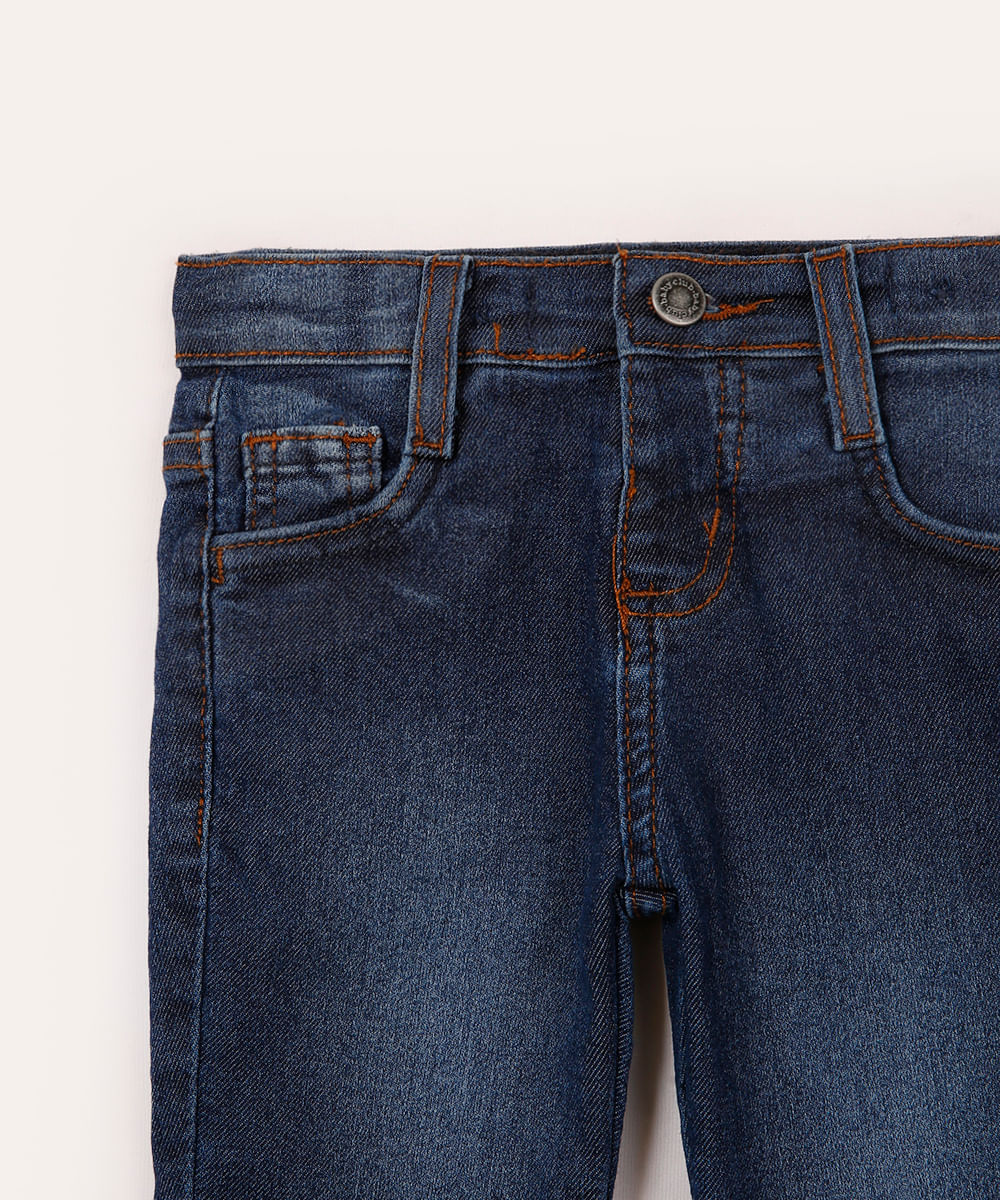 calça jeans slim infantil azul