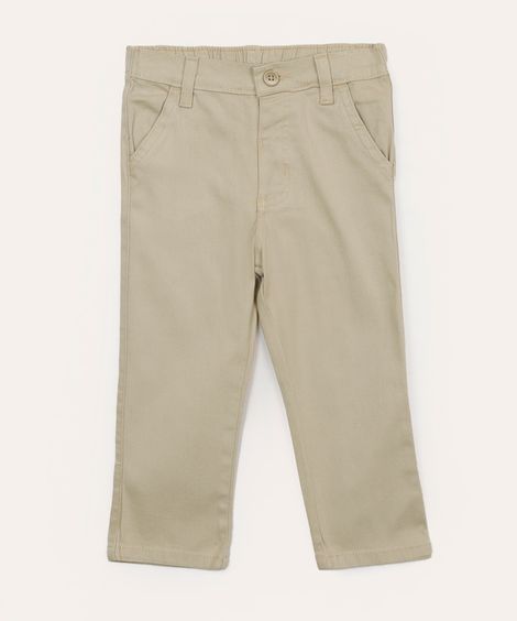 calça de sarja infantil com bolsos bege