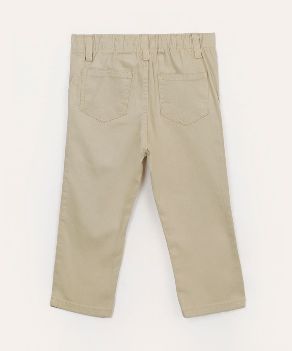 calça de sarja infantil com bolsos bege