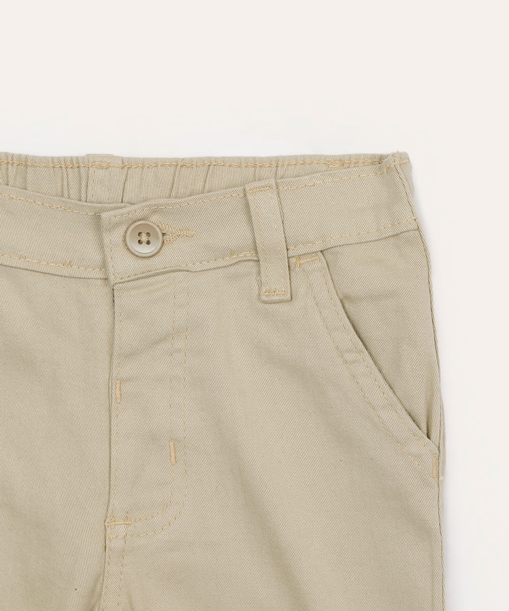 calça de sarja infantil com bolsos bege