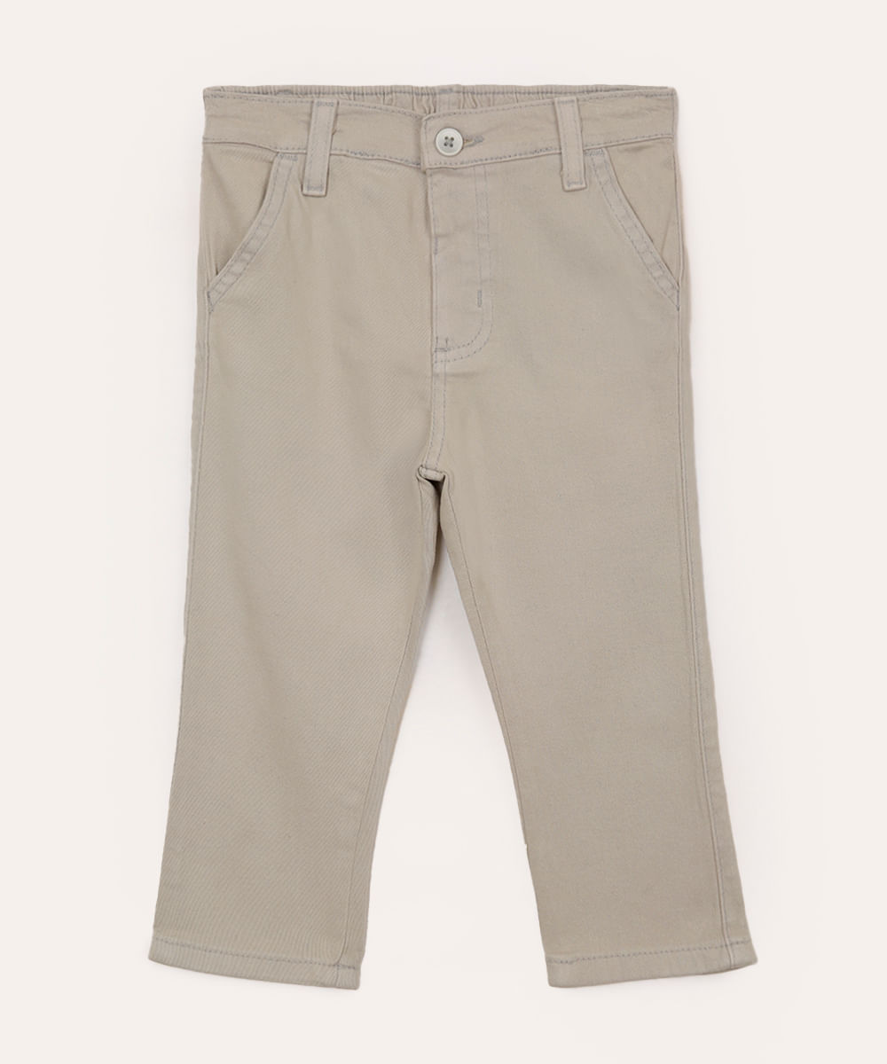 calça de sarja infantil com bolsos cinza