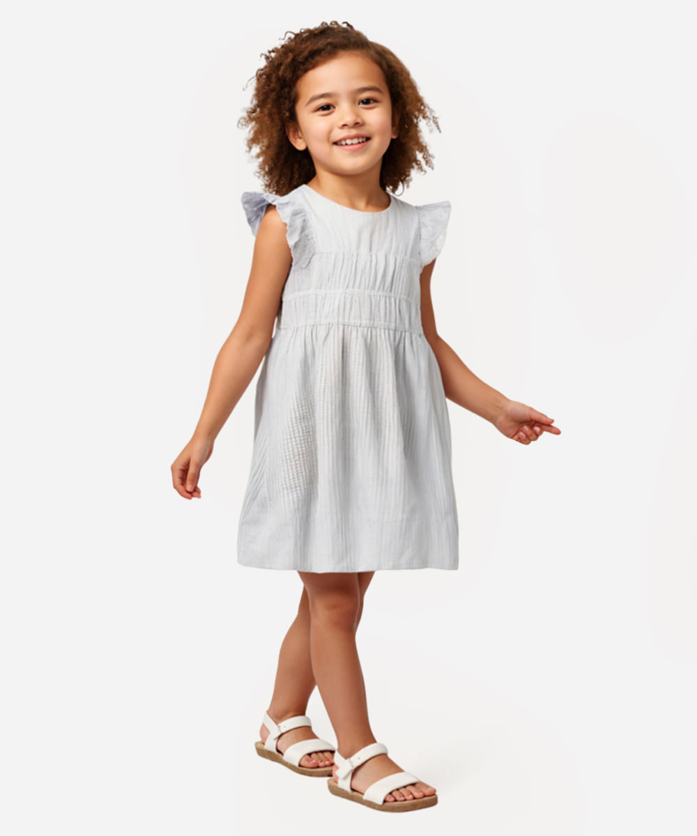 vestido midi infantil listrado azul