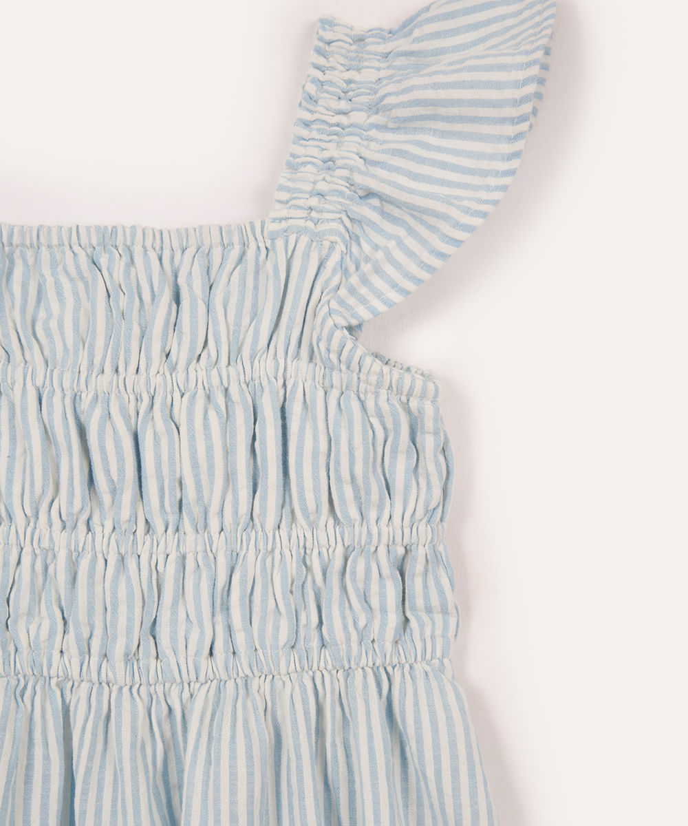 vestido midi infantil listrado azul