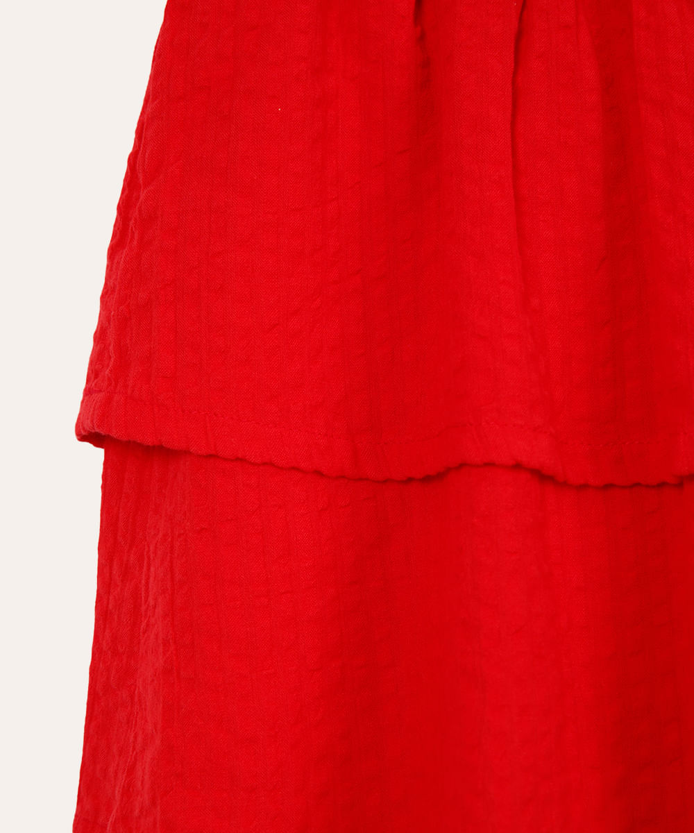 saia infantil com babados e lastex vermelho