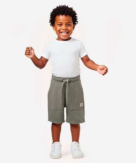 short de moletom infantil com cordão verde