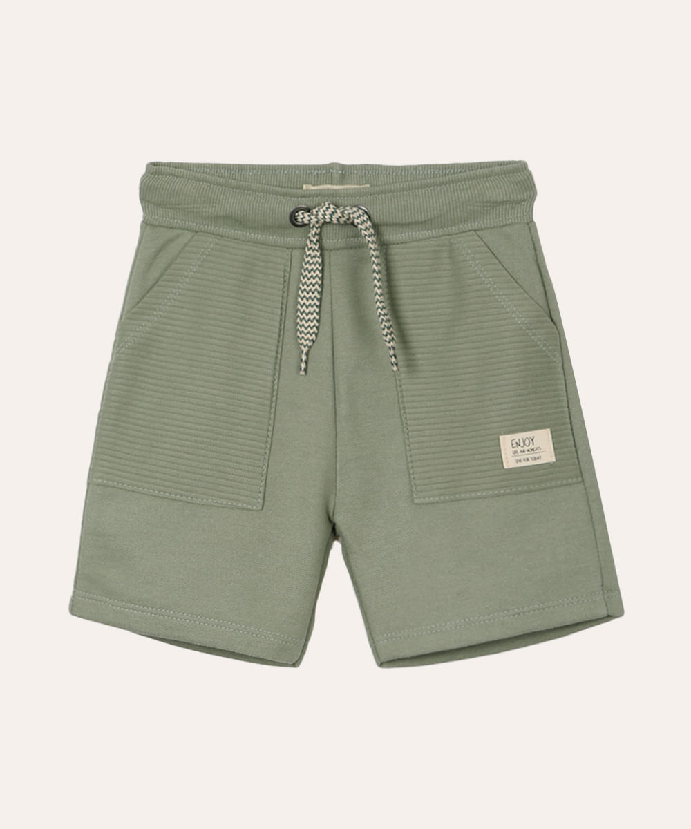 short de moletom infantil com cordão verde