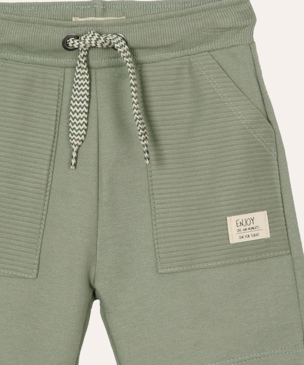short de moletom infantil com cordão verde
