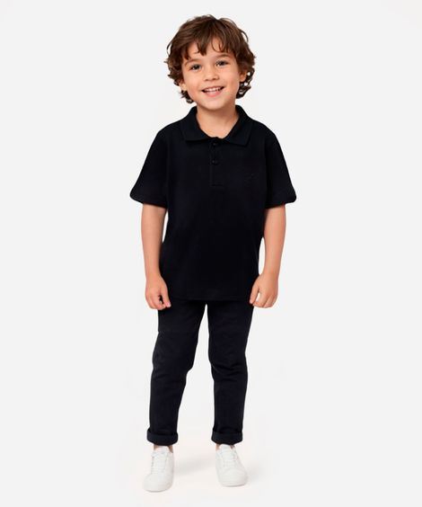 polo de algodão infantil manga curta dinossauro azul