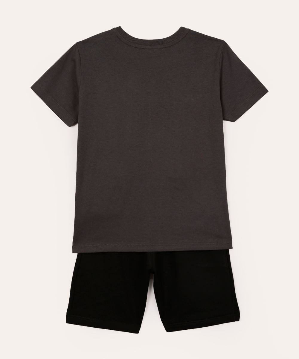 conjunto curto de algodão infantil sonic cinza