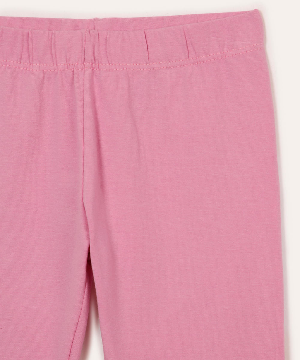 calça legging infantil de algodão rosa