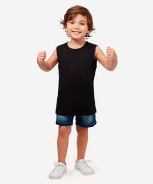 regata de algodão infantil  preta