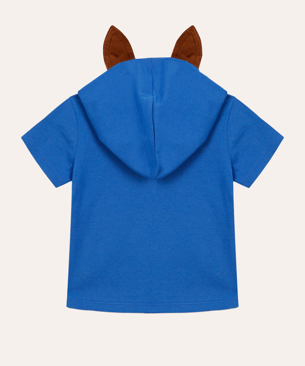 camiseta infantil capuz com orelhinhas patrulha canina azul