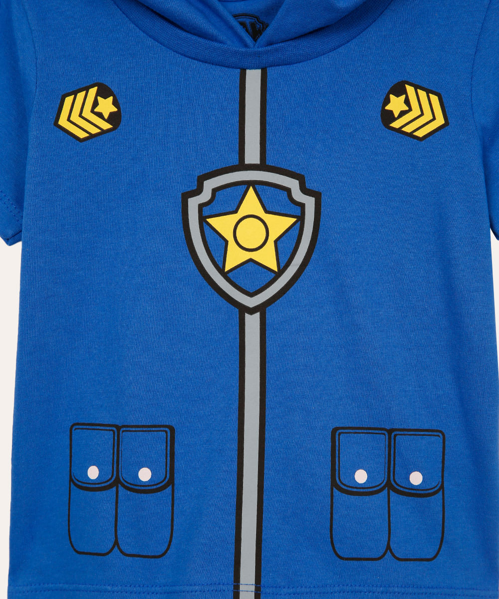 camiseta infantil capuz com orelhinhas patrulha canina azul