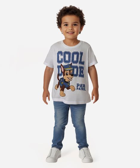 camiseta de algodão infantil patrulha canina off white